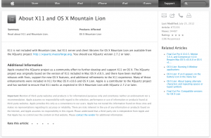 Apple KB-Artikel zu X11 und OS X 10.8 Mountain Lion